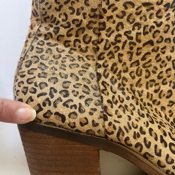 LUCKY BRAND Natania Womens Boots Sz 9M Tan Leopard Safari Chic Tan Chunky Heel - Picture 7 of 13